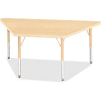 Jonti-Craft Berries Maple Top Elementary Height Trapezoid Table Laminated Trapezoid, Maple Top - Four Leg Base - 4 Legs - Height Adjustable - 15" to 24" Adjustment - 60" Table Top Length x 30" Table Top Width x 1.13" Table Top Thickness - 24" (6443JCE251)