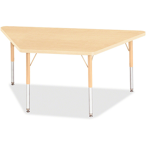 Jonti-Craft Berries Maple Top Elementary Height Trapezoid Table Laminated Trapezoid, Maple Top - Four Leg Base - 4 Legs - Height Adjustable - 15" to 24" Adjustment - 60" Table Top Length x 30" Table Top Width x 1.13" Table Top Thickness - 24" (6443JCE251)