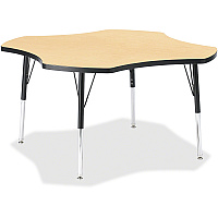 Jonti-Craft Berries Elementary Black Edge Four-leaf Table Laminated, Maple Top - Four Leg Base - 4 Legs - Height Adjustable - 15