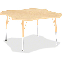 Jonti-Craft Berries Adult Maple Laminate Four-leaf Table Laminated, Maple Top - Four Leg Base - 4 Legs - Height Adjustable - 24