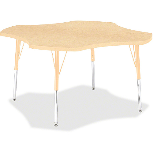 Jonti-Craft Berries Adult Maple Laminate Four-leaf Table Laminated, Maple Top - Four Leg Base - 4 Legs - Height Adjustable - 24" to 31" Adjustment x 1.13" Table Top Thickness x 48" Table Top Diameter - 31" Height - Educational Environment - A (6453JCA251)