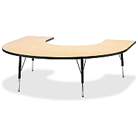 Jonti-Craft Berries Elementary Black Edge Horseshoe Table Laminated Horseshoe-shaped, Maple Top - Four Leg Base - 4 Legs - Height Adjustable - 15" to 24" Adjustment - 66" Table Top Length x 60" Table Top Width x 1.13" Table Top Thickness - 24 (6445JCE011)