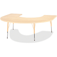 Jonti-Craft Berries Adult Maple Laminate Horseshoe Table Laminated Horseshoe-shaped, Maple Top - Four Leg Base - 4 Legs - Height Adjustable - 24" to 31" Adjustment - 66" Table Top Length x 60" Table Top Width x 1.13" Table Top Thickness - 31" (6445JCA251)