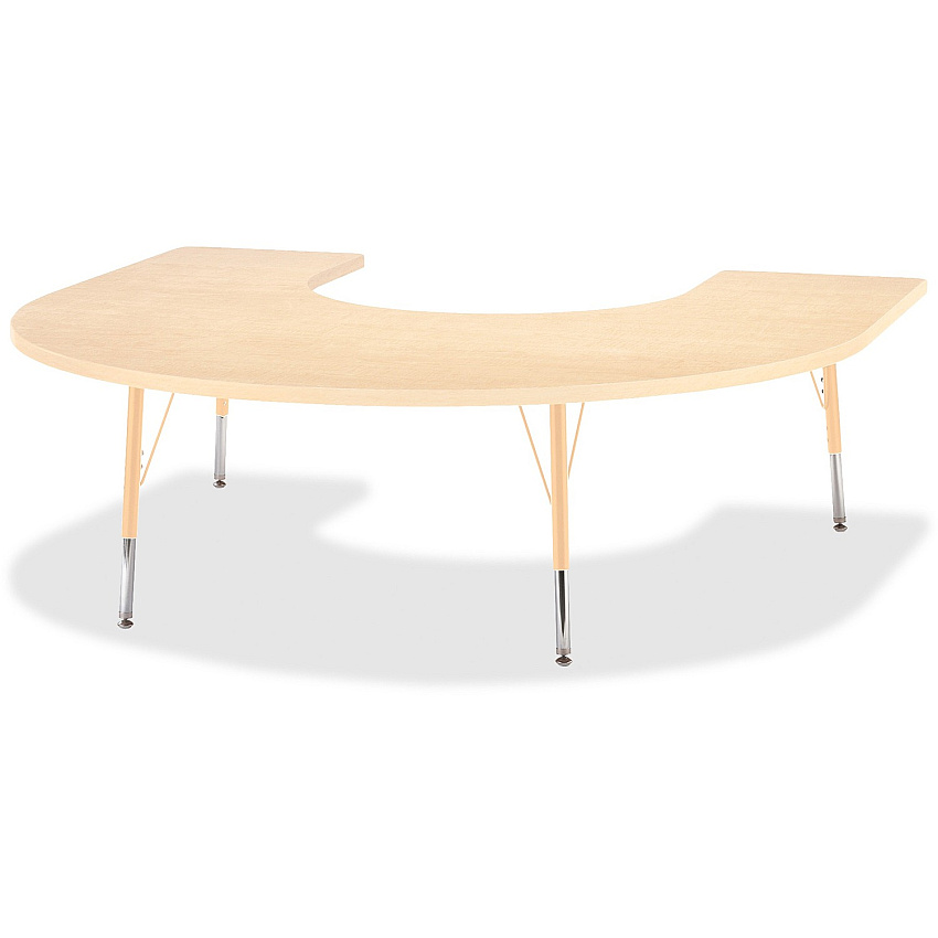 Jonti-Craft Berries Elementary Maple Laminate Horseshoe Table Laminated Horseshoe-shaped, Maple Top - Four Leg Base - 4 Legs - Height Adjustable - 15" to 24" Adjustment - 66" Table Top Length x 60" Table Top Width x 1.13" Table Top Thickness  (6445JCE251)