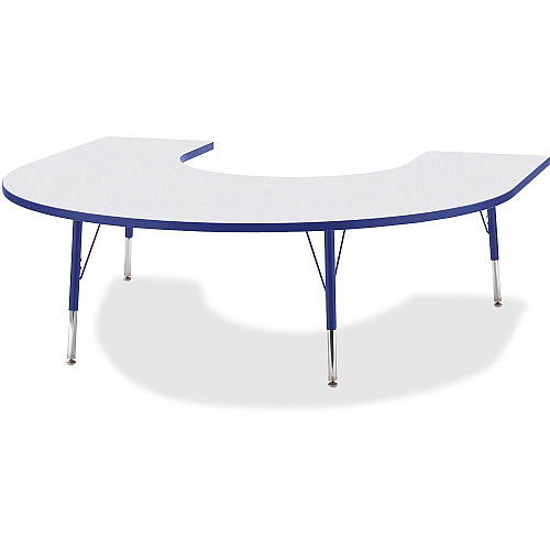 Jonti-Craft Berries Elementary Height Prism Edge Horseshoe Table Blue Horseshoe-shaped, Laminated Top - Four Leg Base - 4 Legs - Height Adjustable - 15" to 24" Adjustment - 66" Table Top Length x 60" Table Top Width x 1.13" Table Top Thicknes (6445JCE003)