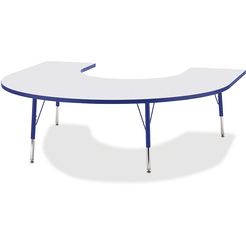 Jonti-Craft Berries Elementary Height Prism Edge Horseshoe Table Blue Horseshoe-shaped, Laminated Top - Four Leg Base - 4 Legs - Height Adjustable - 15" to 24" Adjustment - 66" Table Top Length x 60" Table Top Width x 1.13" Table Top Thicknes (6445JCE003)