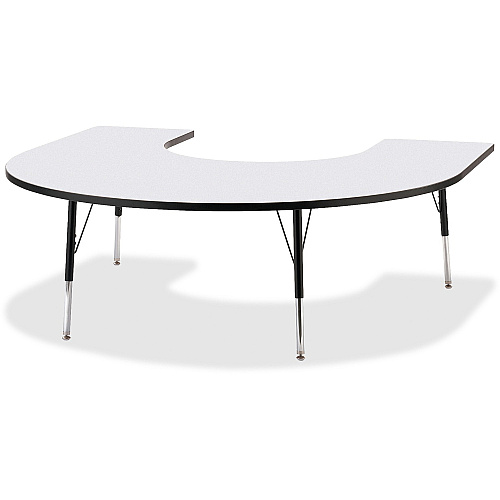 Jonti-Craft Berries Prism Horseshoe Student Table Black Horseshoe-shaped, Laminated Top - Four Leg Base - 4 Legs - Height Adjustable - 24" to 31" Adjustment - 66" Table Top Length x 60" Table Top Width x 1.13" Table Top Thickness - 31" Height (6445JCA180)