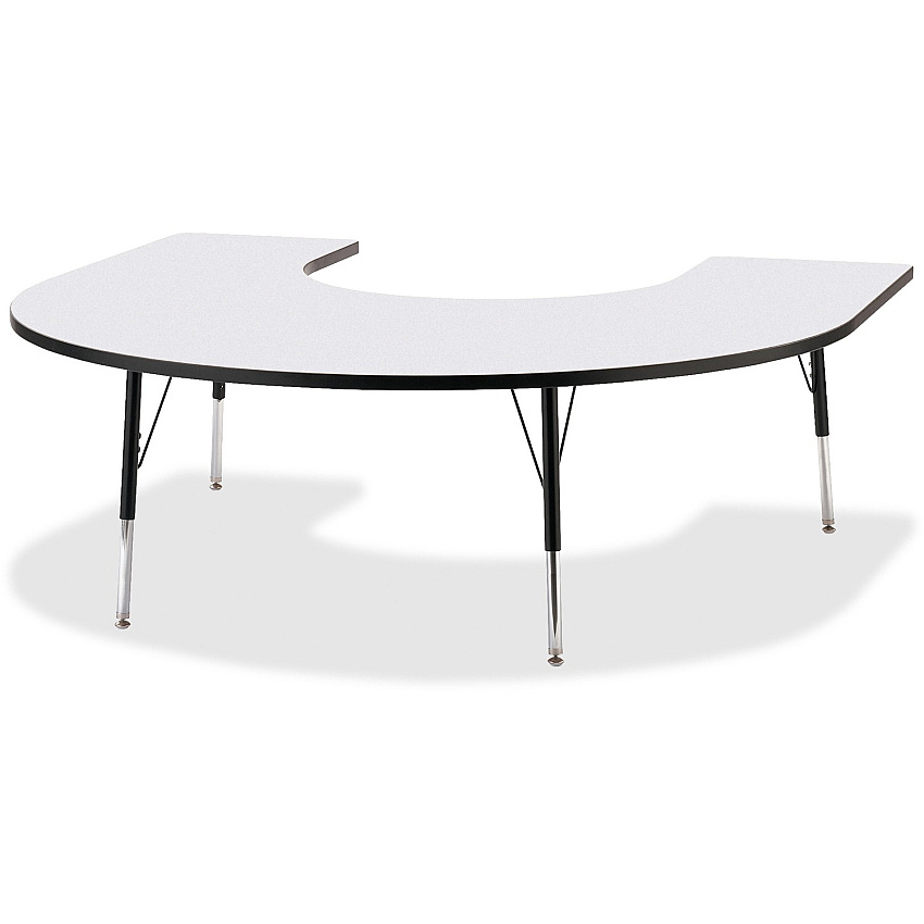 Jonti-Craft Berries Prism Horseshoe Student Table Black Horseshoe-shaped, Laminated Top - Four Leg Base - 4 Legs - Height Adjustable - 24" to 31" Adjustment - 66" Table Top Length x 60" Table Top Width x 1.13" Table Top Thickness - 31" Height (6445JCA180)
