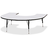 Jonti-Craft Berries Elementary Height Prism Edge Horseshoe Table Black Horseshoe-shaped, Laminated Top - Four Leg Base - 4 Legs - Height Adjustable - 15" to 24" Adjustment - 66" Table Top Length x 60" Table Top Width x 1.13" Table Top Thickne (6445JCE180)