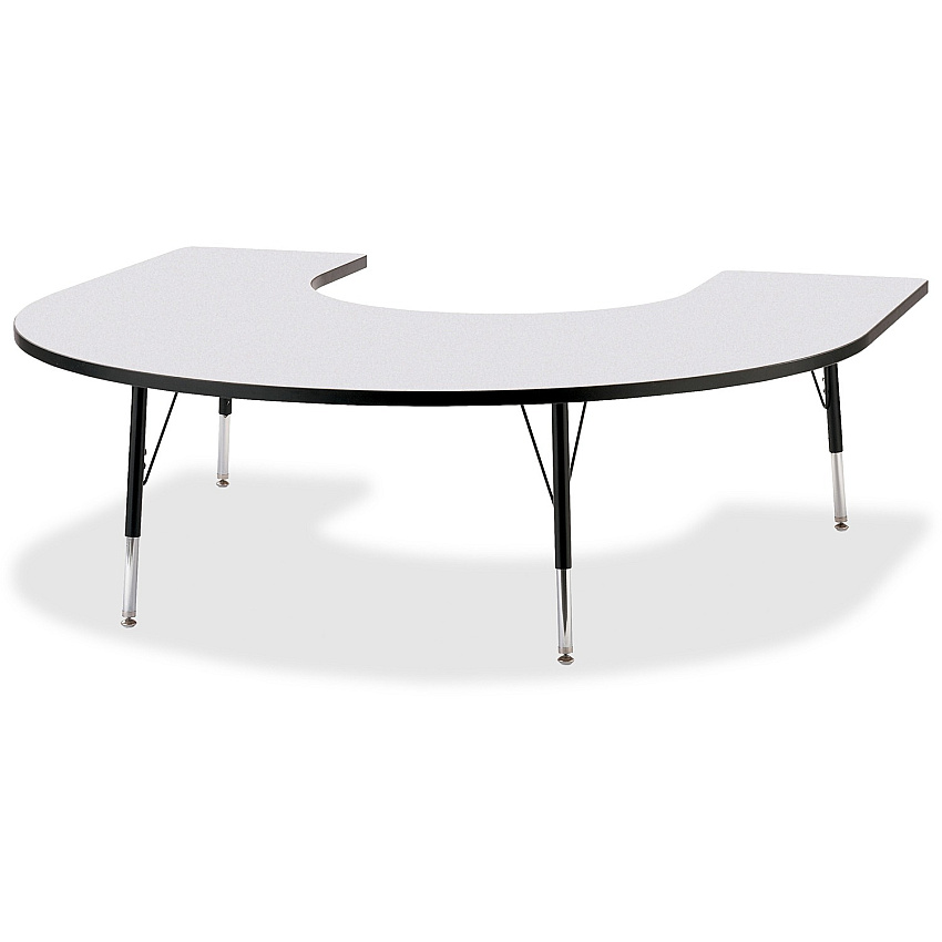 Jonti-Craft Berries Elementary Height Prism Edge Horseshoe Table Black Horseshoe-shaped, Laminated Top - Four Leg Base - 4 Legs - Height Adjustable - 15" to 24" Adjustment - 66" Table Top Length x 60" Table Top Width x 1.13" Table Top Thickne (6445JCE180)