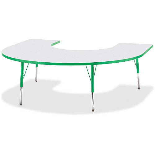 Jonti-Craft Berries Prism Horseshoe Student Table Green Horseshoe-shaped, Laminated Top - Four Leg Base - 4 Legs - Height Adjustable - 24" to 31" Adjustment - 66" Table Top Length x 60" Table Top Width x 1.13" Table Top Thickness - 31" Height (6445JCA119)