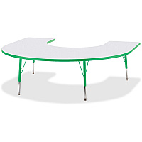 Jonti-Craft Berries Elementary Height Prism Edge Horseshoe Table Green Horseshoe-shaped, Laminated Top - Four Leg Base - 4 Legs - Height Adjustable - 15" to 24" Adjustment - 66" Table Top Length x 60" Table Top Width x 1.13" Table Top Thickne (6445JCE119)