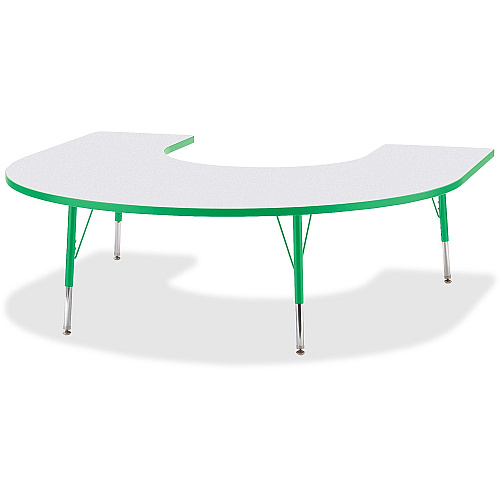 Jonti-Craft Berries Elementary Height Prism Edge Horseshoe Table Green Horseshoe-shaped, Laminated Top - Four Leg Base - 4 Legs - Height Adjustable - 15" to 24" Adjustment - 66" Table Top Length x 60" Table Top Width x 1.13" Table Top Thickne (6445JCE119)