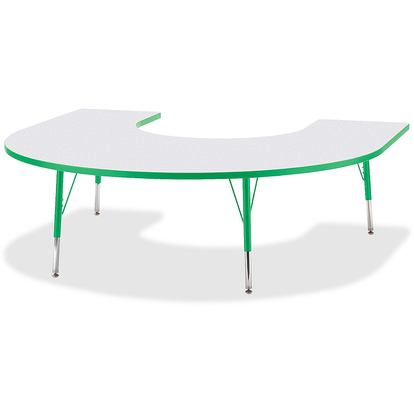Jonti-Craft Berries Elementary Height Prism Edge Horseshoe Table Green Horseshoe-shaped, Laminated Top - Four Leg Base - 4 Legs - Height Adjustable - 15" to 24" Adjustment - 66" Table Top Length x 60" Table Top Width x 1.13" Table Top Thickne (6445JCE119)