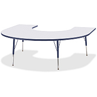 Jonti-Craft Berries Prism Horseshoe Student Table Laminated Horseshoe-shaped, Gray Top - Four Leg Base - 4 Legs - Height Adjustable - 24