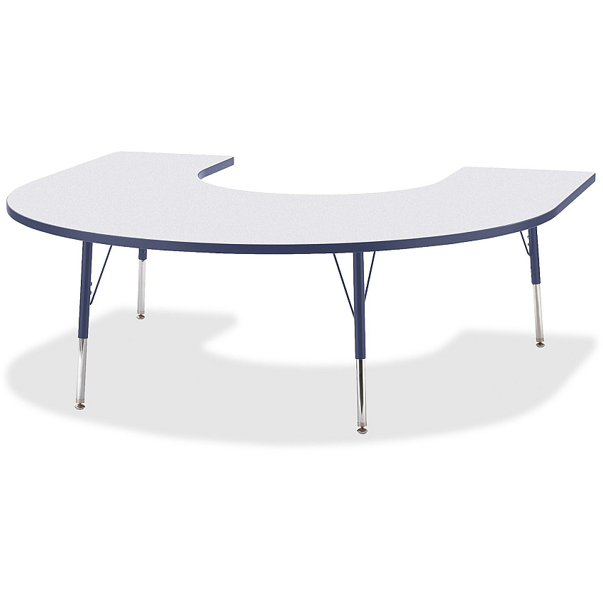 Jonti-Craft Berries Prism Horseshoe Student Table Laminated Horseshoe-shaped, Gray Top - Four Leg Base - 4 Legs - Height Adjustable - 24" to 31" Adjustment - 66" Table Top Length x 60" Table Top Width x 1.13" Table Top Thickness - 31" Height  (6445JCA112)