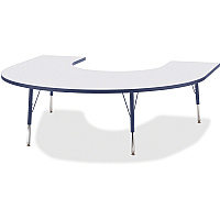 Jonti-Craft Berries Elementary Height Prism Edge Horseshoe Table Laminated Horseshoe-shaped, Gray Top - Four Leg Base - 4 Legs - Height Adjustable - 15" to 24" Adjustment - 66" Table Top Length x 60" Table Top Width x 1.13" Table Top Thicknes (6445JCE112)