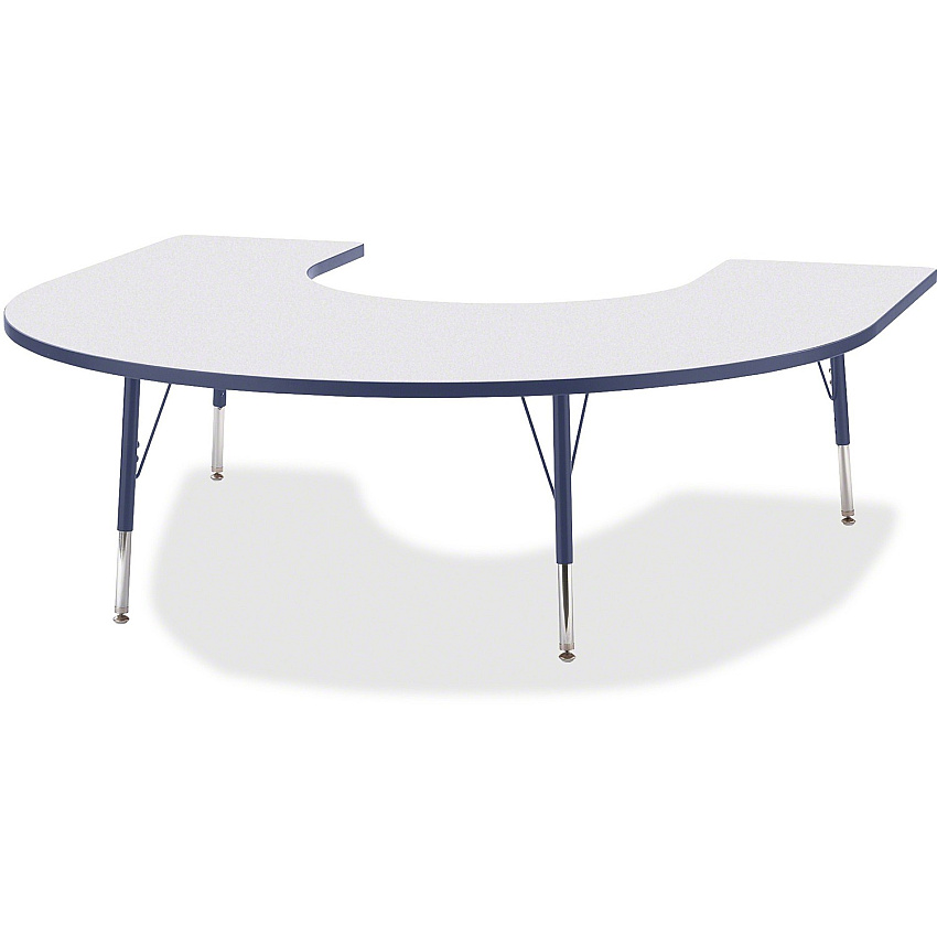 Jonti-Craft Berries Elementary Height Prism Edge Horseshoe Table Laminated Horseshoe-shaped, Gray Top - Four Leg Base - 4 Legs - Height Adjustable - 15" to 24" Adjustment - 66" Table Top Length x 60" Table Top Width x 1.13" Table Top Thicknes (6445JCE112)