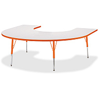 Jonti-Craft Berries Prism Horseshoe Student Table Laminated Horseshoe-shaped, Orange Top - Four Leg Base - 4 Legs - Height Adjustable - 24