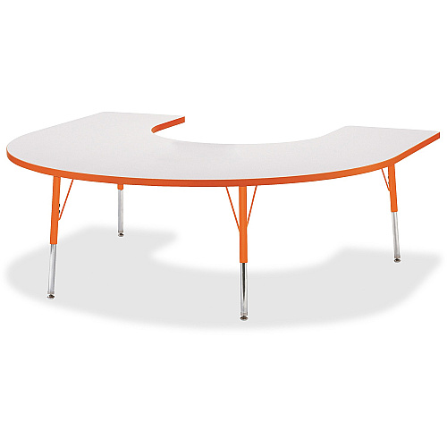 Jonti-Craft Berries Prism Horseshoe Student Table Laminated Horseshoe-shaped, Orange Top - Four Leg Base - 4 Legs - Height Adjustable - 24" to 31" Adjustment - 66" Table Top Length x 60" Table Top Width x 1.13" Table Top Thickness - 31" Heigh (6445JCA114)