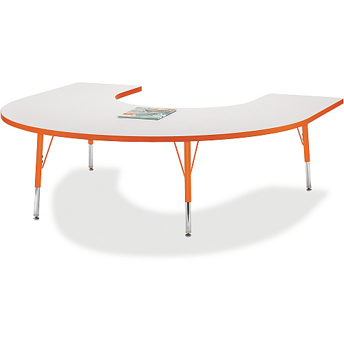 Jonti-Craft Berries Elementary Height Prism Edge Horseshoe Table Laminated Horseshoe-shaped, Orange Top - Four Leg Base - 4 Legs - Height Adjustable - 15" to 24" Adjustment - 66" Table Top Length x 60" Table Top Width x 1.13" Table Top Thickn (6445JCE114)