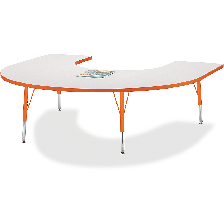 Jonti-Craft Berries Elementary Height Prism Edge Horseshoe Table Laminated Horseshoe-shaped, Orange Top - Four Leg Base - 4 Legs - Height Adjustable - 15" to 24" Adjustment - 66" Table Top Length x 60" Table Top Width x 1.13" Table Top Thickn (6445JCE114)