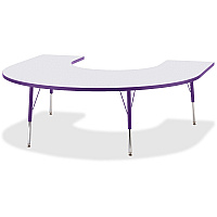 Jonti-Craft Berries Prism Horseshoe Student Table Laminated Horseshoe-shaped, Purple Top - Four Leg Base - 4 Legs - Height Adjustable - 24