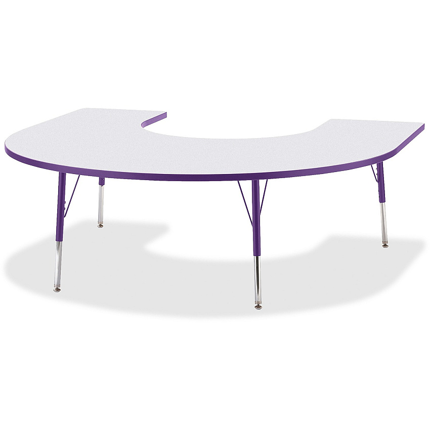 Jonti-Craft Berries Prism Horseshoe Student Table Laminated Horseshoe-shaped, Purple Top - Four Leg Base - 4 Legs - Height Adjustable - 24" to 31" Adjustment - 66" Table Top Length x 60" Table Top Width x 1.13" Table Top Thickness - 31" Heigh (6445JCA004)