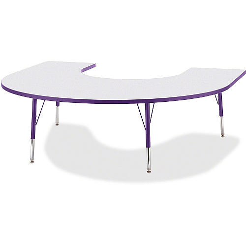 Jonti-Craft Berries Elementary Height Prism Edge Horseshoe Table Laminated Horseshoe-shaped, Purple Top - Four Leg Base - 4 Legs - Height Adjustable - 15" to 24" Adjustment - 66" Table Top Length x 60" Table Top Width x 1.13" Table Top Thickn (6445JCE004)