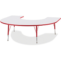 Jonti-Craft Berries Elementary Height Prism Edge Horseshoe Table Laminated Horseshoe-shaped, Red Top - Four Leg Base - 4 Legs - Height Adjustable - 15" to 24" Adjustment - 66" Table Top Length x 60" Table Top Width x 1.13" Table Top Thickness (6445JCE008)