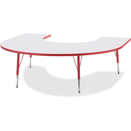 Jonti-Craft Berries Elementary Height Prism Edge Horseshoe Table Laminated Horseshoe-shaped, Red Top - Four Leg Base - 4 Legs - Height Adjustable - 15" to 24" Adjustment - 66" Table Top Length x 60" Table Top Width x 1.13" Table Top Thickness (6445JCE008)