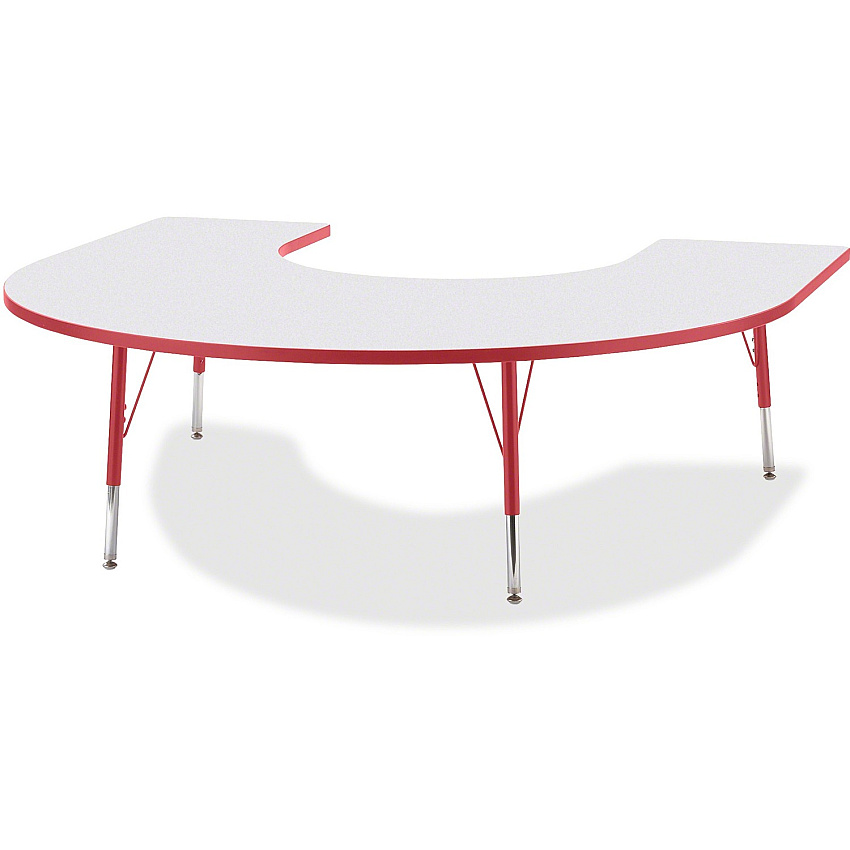 Jonti-Craft Berries Elementary Height Prism Edge Horseshoe Table Laminated Horseshoe-shaped, Red Top - Four Leg Base - 4 Legs - Height Adjustable - 15" to 24" Adjustment - 66" Table Top Length x 60" Table Top Width x 1.13" Table Top Thickness (6445JCE008)