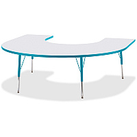 Jonti-Craft Berries Prism Horseshoe Student Table Laminated Horseshoe-shaped, Teal Top - Four Leg Base - 4 Legs - Height Adjustable - 24
