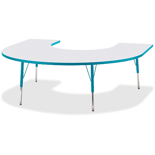 Jonti-Craft Berries Prism Horseshoe Student Table Laminated Horseshoe-shaped, Teal Top - Four Leg Base - 4 Legs - Height Adjustable - 24" to 31" Adjustment - 66" Table Top Length x 60" Table Top Width x 1.13" Table Top Thickness - 31" Height  (6445JCA005)
