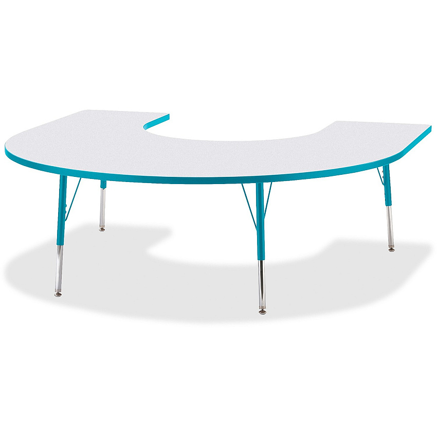 Jonti-Craft Berries Prism Horseshoe Student Table Laminated Horseshoe-shaped, Teal Top - Four Leg Base - 4 Legs - Height Adjustable - 24" to 31" Adjustment - 66" Table Top Length x 60" Table Top Width x 1.13" Table Top Thickness - 31" Height  (6445JCA005)