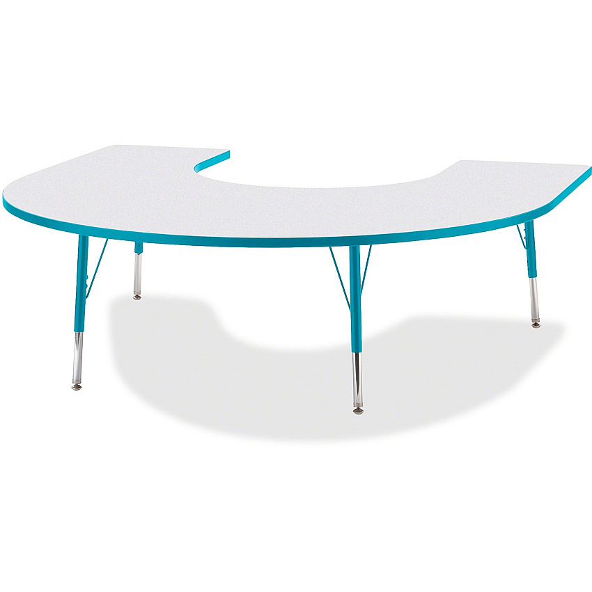 Jonti-Craft Berries Elementary Height Prism Edge Horseshoe Table Laminated Horseshoe-shaped, Teal Top - Four Leg Base - 4 Legs - Height Adjustable - 15" to 24" Adjustment - 66" Table Top Length x 60" Table Top Width x 1.13" Table Top Thicknes (6445JCE005)