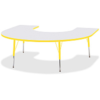 Jonti-Craft Berries Prism Horseshoe Student Table Laminated Horseshoe-shaped, Yellow Top - Four Leg Base - 4 Legs - Height Adjustable - 24