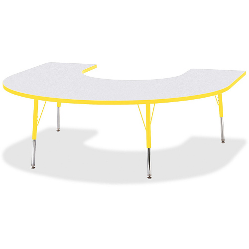 Jonti-Craft Berries Prism Horseshoe Student Table Laminated Horseshoe-shaped, Yellow Top - Four Leg Base - 4 Legs - Height Adjustable - 24" to 31" Adjustment - 66" Table Top Length x 60" Table Top Width x 1.13" Table Top Thickness - 31" Heigh (6445JCA007)