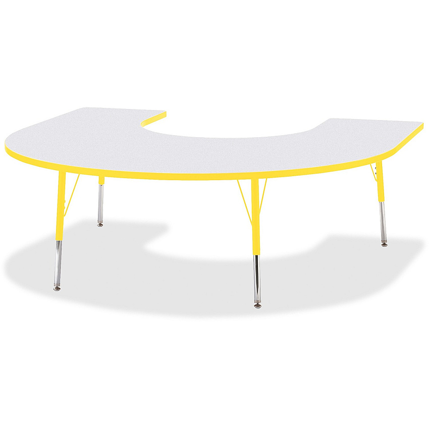 Jonti-Craft Berries Prism Horseshoe Student Table Laminated Horseshoe-shaped, Yellow Top - Four Leg Base - 4 Legs - Height Adjustable - 24" to 31" Adjustment - 66" Table Top Length x 60" Table Top Width x 1.13" Table Top Thickness - 31" Heigh (6445JCA007)