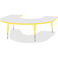 Jonti-Craft Berries Elementary Height Prism Edge Horseshoe Table Laminated Horseshoe-shaped, Yellow Top - Four Leg Base - 4 Legs - Height Adjustable - 15" to 24" Adjustment - 66" Table Top Length x 60" Table Top Width x 1.13" Table Top Thickn (6445JCE007)