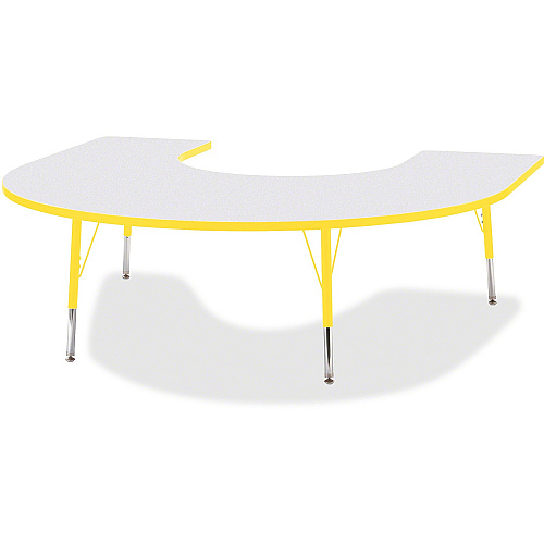 Jonti-Craft Berries Elementary Height Prism Edge Horseshoe Table Laminated Horseshoe-shaped, Yellow Top - Four Leg Base - 4 Legs - Height Adjustable - 15" to 24" Adjustment - 66" Table Top Length x 60" Table Top Width x 1.13" Table Top Thickn (6445JCE007)