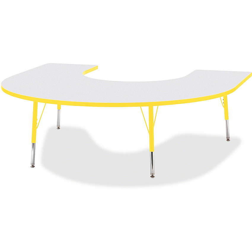 Jonti-Craft Berries Elementary Height Prism Edge Horseshoe Table Laminated Horseshoe-shaped, Yellow Top - Four Leg Base - 4 Legs - Height Adjustable - 15" to 24" Adjustment - 66" Table Top Length x 60" Table Top Width x 1.13" Table Top Thickn (6445JCE007)