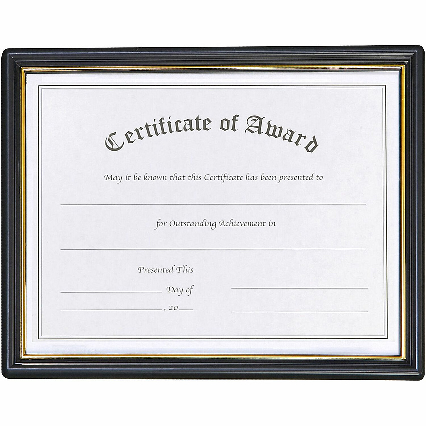 nudell Plastic Framed Award Certificate 8.50" x 11" Frame Size - Rectangle - Hanger - Plastic - Gold, Black - 1 Each (19210)