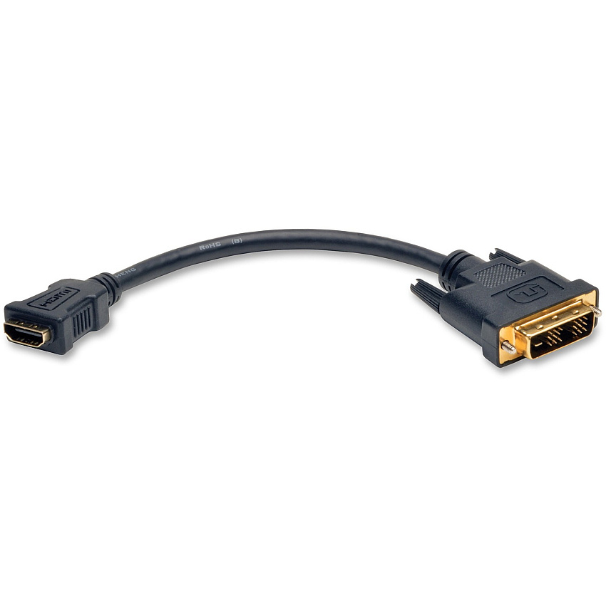 Eaton Tripp Lite Series HDMI to DVI-D Adapter Cable (F/M), 8 in. (20.3 cm) 8" DVI-D/HDMI Video Cable for Video Device - First End: 1 x DVI-D (Single-Link) Digital Video - Male - Second End: 1 x HDMI Digital Audio/Video - Female - Supports up to  (P13008N)