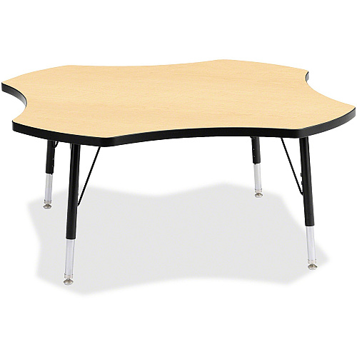 Berries Berries Color Top Four Leaf Activity Table Gray Top - Four Leg Base - 4 Legs - Height Adjustable - 24" to 31" Adjustment x 1.13" Table Top Thickness x 48" Table Top Diameter - 31" Height - Art, Craft - Assembly Required - Powder Coate (6453JCA011)