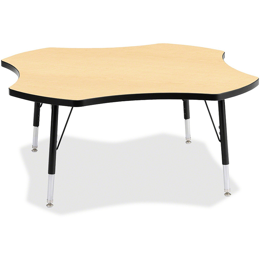 Berries Berries Color Top Four Leaf Activity Table Gray Top - Four Leg Base - 4 Legs - Height Adjustable - 24" to 31" Adjustment x 1.13" Table Top Thickness x 48" Table Top Diameter - 31" Height - Art, Craft - Assembly Required - Powder Coate (6453JCA011)