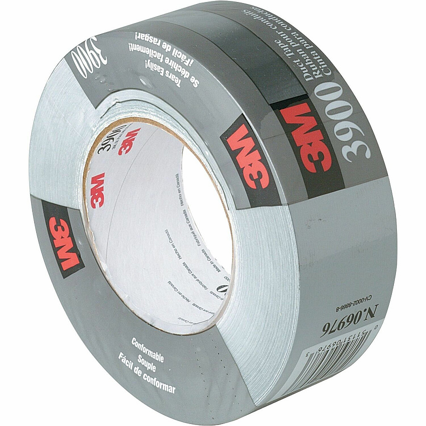 3M Multipurpose Utility-Grade Duct Tape 60 yd Length x 1.88" Width x 7.6 mil Thickness - 3" Core - Silver - Polyethylene Coated Cloth Backing - Water Resistant, Humidity Resistant, Moisture Resistant - For Multipurpose - 24 / Carton (3900CT)