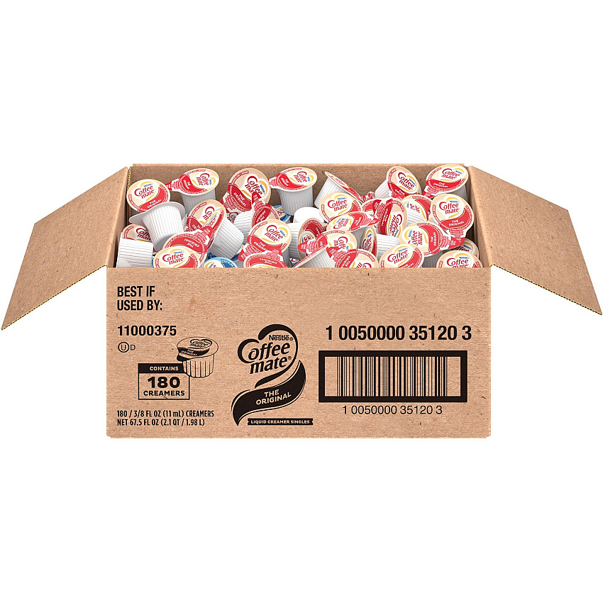Coffee-mate Coffee mate Original Flavor Liquid Creamer Singles Original Flavor - 0.38 fl oz (11 mL) - 180 Serving - 180 / Carton (35120)