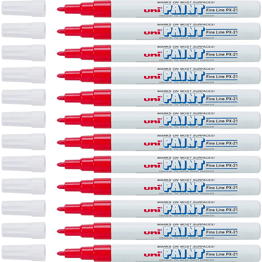 uni-ball uni&reg; uni-Paint PX-21 Oil-Based Marker Fine Marker Point - Red Ink - Oil Based - 1 Dozen (63702DZ)