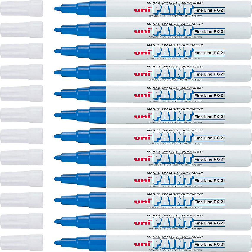 uni-ball uniball&trade; Uni-Paint PX-21 Oil-Based Fine Point Marker Fine Marker Point - Blue Ink - Oil Based - 1 Dozen (63703DZ)